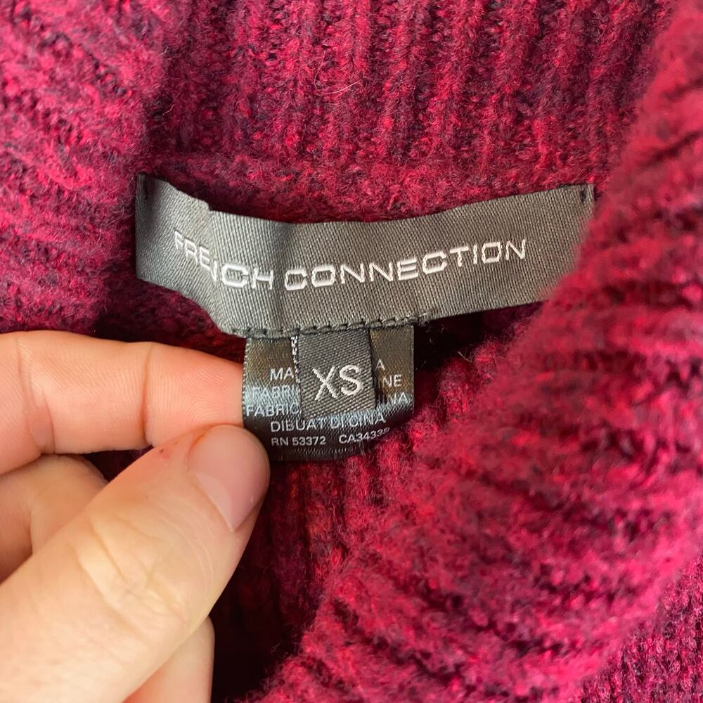French Connection Jeanie Mock Neck Pullover Wool Blend Oversized XS - Picture 3 of 4
